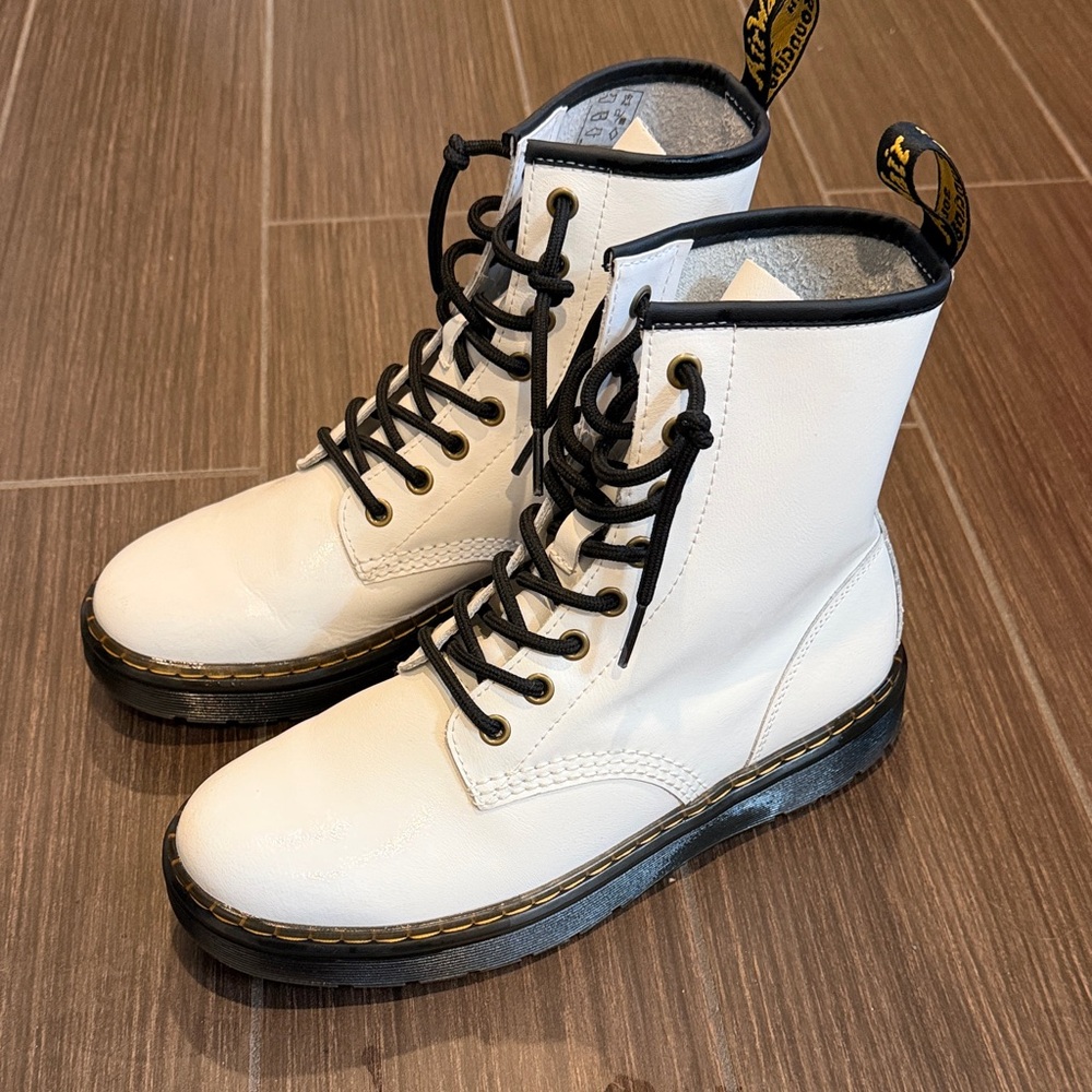 Dr. Martens White Boots with Black Laces